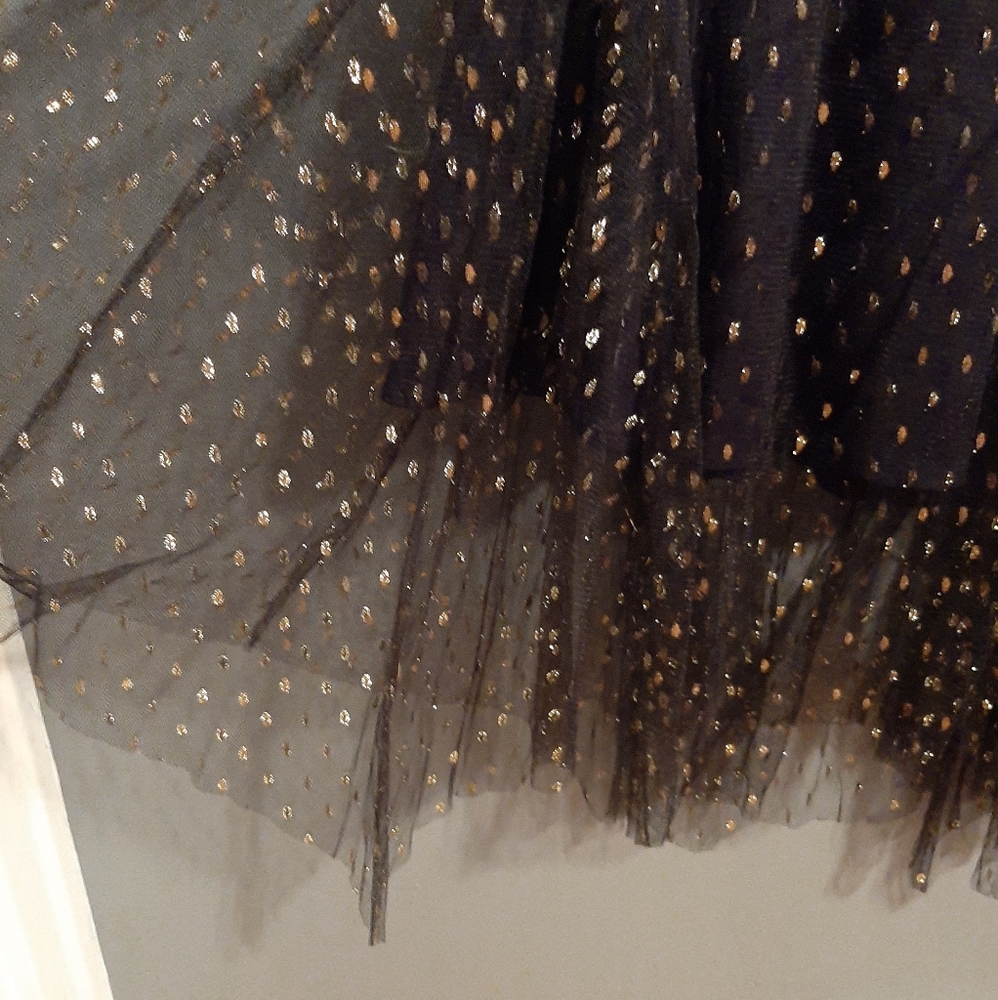 Eva Franco Sheer Black & Gold High-Waisted Skirt